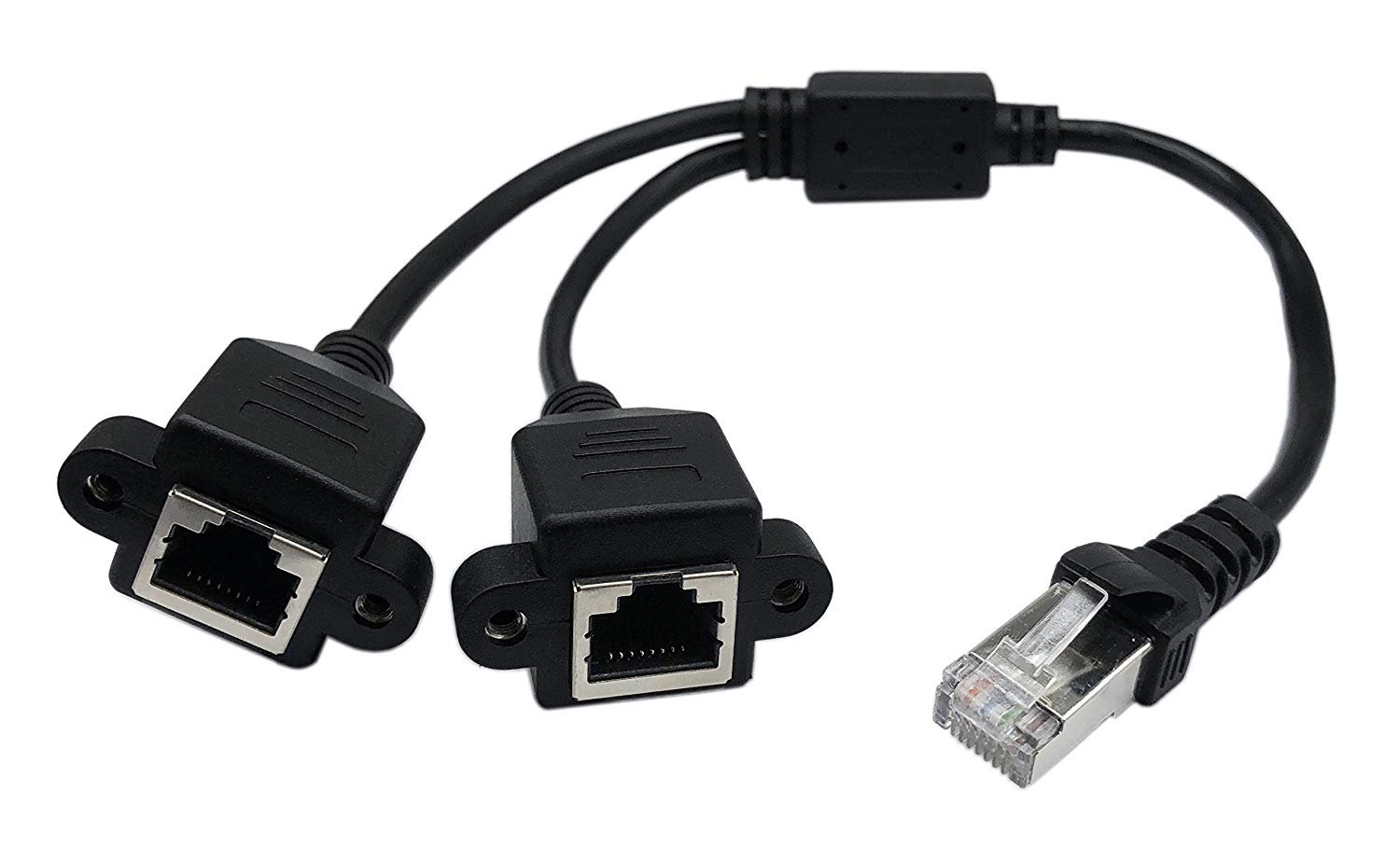 RJ45 Network Splitter Adapter Cable, sartyee RJ45 1 Male to 2 Female Socket Port LAN Ethernet Network Splitter Y Adapter Cable Suitable for Super Category 5 Ethernet, Category 6 Ethernet