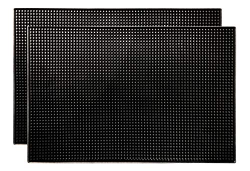 Bar Mat by YouTensils, 18" x 12", Quality Rubber Bar Service Mat, Black Coffee Bar Mats, Spill Mat for Counter-Top (2 Pieces)
