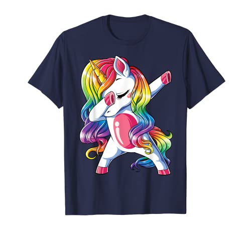 Dabbing Unicorn T shirt Girls Kids Women Rainbow Unicorns T-Shirt