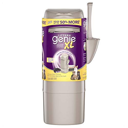 Book Cover Litter Genie XL Pail, Ultimate Cat Litter Disposal System, Locks Away odors, Includes One Refill, Silver