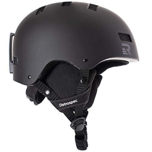 Retrospec Traverse H1 Ski & Snowboard Helmet, Convertible to Bike/Skate, Matte Black, Large (59-63cm)
