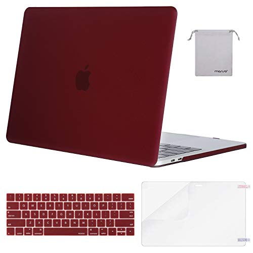 MOSISO MacBook Pro 13 Case 2018 2017 2016 Release A1989/A1706/A1708, Plastic Hard Shell with Keyboard Cover with Screen Protector with Storage Bag Compatible Newest Mac Pro 13 Inch, Marsala Red