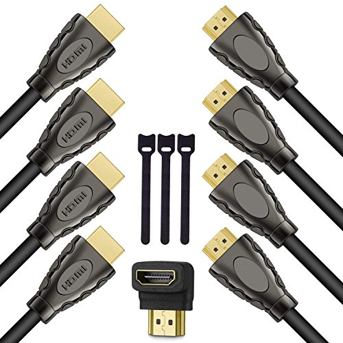 HDMI Cable 6ft HDMI 2.0 Cable with 24K Gold-Plated- High Speed HDMI Cable Supports 4K, 3D, 2160P, 1080P, Ethernet, HDMI Cord Works w/PS3, PS4, Xbox, PC,Projector-4 Pack