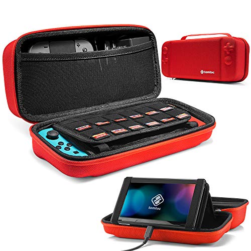 Hard Storage Case Compatible with Nintendo Switch, tomtoc Original Protective Hardshell Travel Handle Case Carrying Bag Cover fit Nintendo Switch Console and Accessories, 24 Game Card Slots