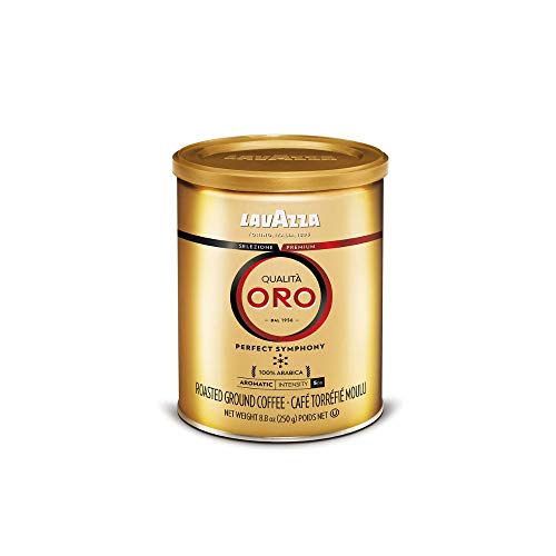 Lavazza Qualita Oro Ground Coffee Blend, Medium Roast, Authentic Italian, Non GMO, Blended And Roated in Italy, Full bodied medium roast with sweet, aromatic flavor, 8.8 Oz (Pack of 6)