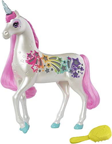 Barbie Dreamtopia Unicorn Toy, Brush 'N Sparkle Pink and White Unicorn with 4 Magical Lights and Sounds [Amazon Exclusive]