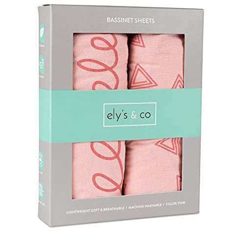 Ely's & Co. Bassinet Sheet 100% Jersey Cotton 2 Pack (Pink)