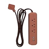 Designer Series 6-ft 3-Outlet USB Surge Protector Power Strip, 2X USB Ports, Right Angle Plug, Cardinal Rubberized Finish,78389