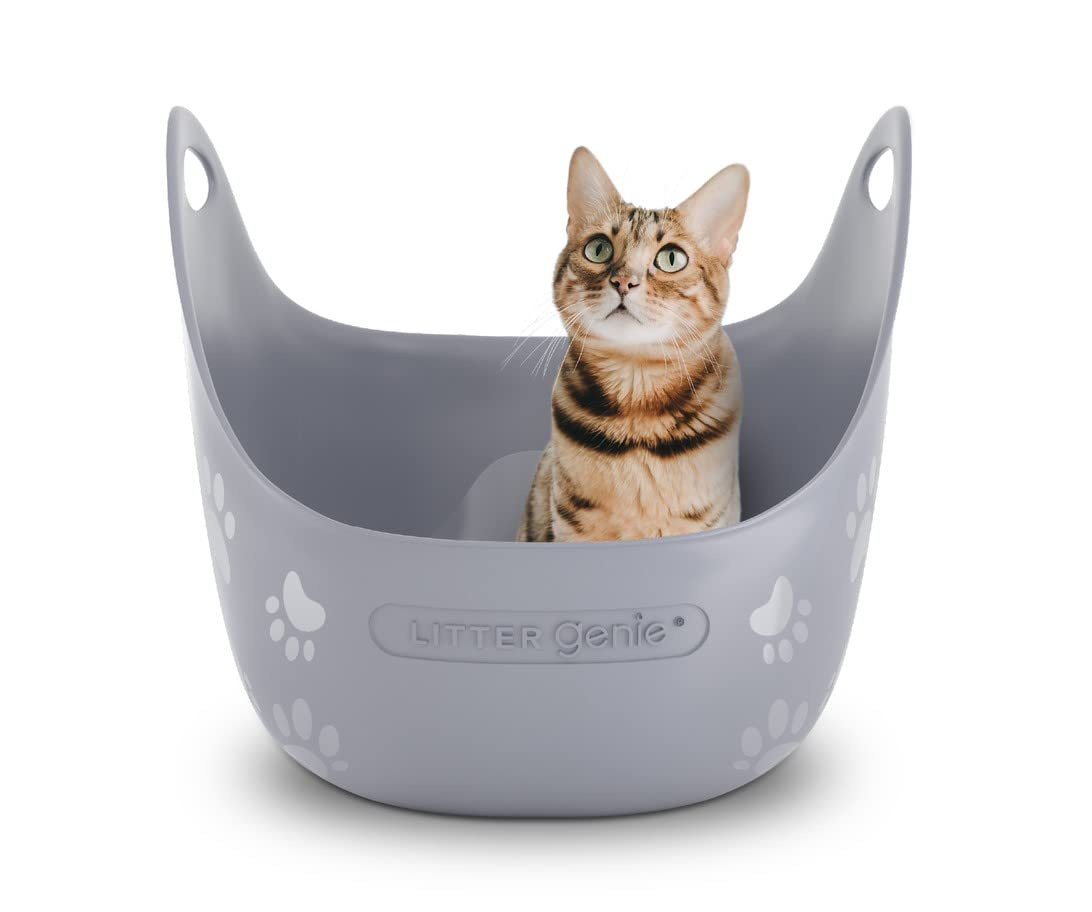Book Cover Litter Genie Cat Litter Box | Made with Flexible, Soft Plastic | Features High-Walls and Handles for Privacy and Portability