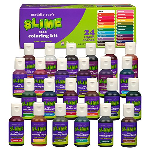 Maddie Rae's Food Coloring MEGA Kit - 24 Color Variety Kit - Safe, Food Grade Non Toxic Formula for all Slime Making