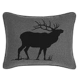 Eddie Bauer Home Throw Pillow with Zipper Closure, Perfect Luxurious Bedding Set for Bed or Sofa, 16" x 20", Elk Charcoal/Black