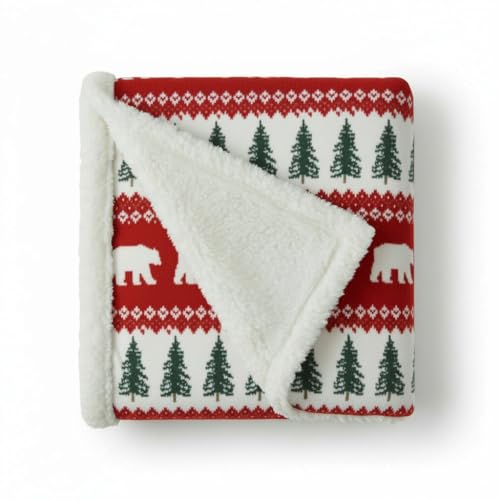 Eddie Bauer - Throw Blanket, Brushed Fleece & Plush Sherpa Bedding, Blanket for Couch & Bed (Grizzly Peak Red, 50" x 60")