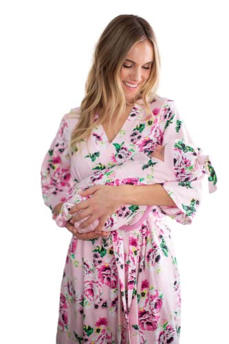 Baby Be Mine Maternity Mommy & Me Delivery Robe with Matching Baby Swaddle Blanket & Hat Set