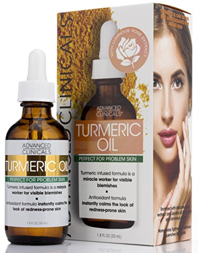 Book Cover Advanced Clinicals Turmeric Oil for face. Antioxidant formula with Rose Extract and Jojoba oil for dry skin, redness, and skin blemishes. (1.8oz)