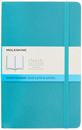 Moleskine Classic Notebook, Soft Cover, Large (5" x 8.25") Dotted, Reef Blue, 192 pages