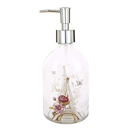 Topadorn Liquid Soap Dispenser with Plastic Pump Refillable Glass Bottle 17 oz.