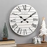 FirsTime 10066 Shiplap Wall Clock, White
