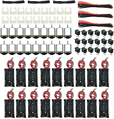 EUDAX 18 Set DC Motors Kit,Mini Electric 1.5-3V 24000RPM Hobby Motor with AA Battery Holder for STEM DIY Toy