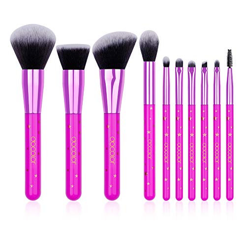 Docolor Makeup Brushes,10 Pieces Lavender Star Makeup Brush Set Professional Face Powder Foundation Blending Contour Eye Shadow Eyebrow Make Up Brushes Kit