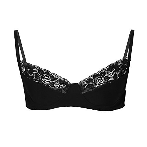 MSemis Men's Sissy Lingerie Lace Whisper Bralette Wire-Free Crossdress Bra Top