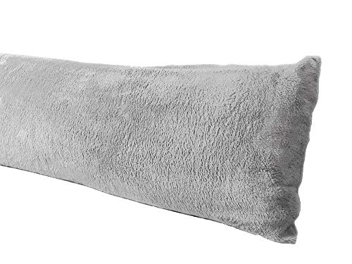 Book Cover Extra Soft Body Pillow Cover, Sherpa / Microplush Material, 20x54 Inches, Zipper Closure (Gray)
