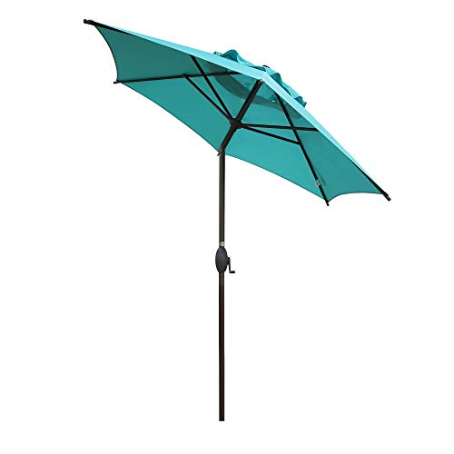 Abba Patio 7-1/2 ft. Round Outdoor Market Patio Umbrella with Push Button Tilt and Crank Lift, Turquoise