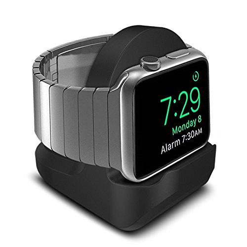 SFCCMM Compact Stand Compatible with Apple Watch - Nightstand Mode Compatible - Red Support Stand with Integrated Cable Management Slot (38mm & 42mm Compatible) (Black)