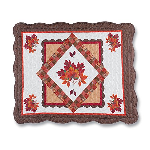 Collections Etc Fall Leaves Quilted Diamond Pillow Sham, Patchwork Designs, Reversible, Bedroom DÃ©cor