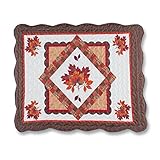 Collections Etc Fall Leaves Quilted Diamond Pillow Sham, Patchwork Designs, Reversible, Bedroom DÃ©cor