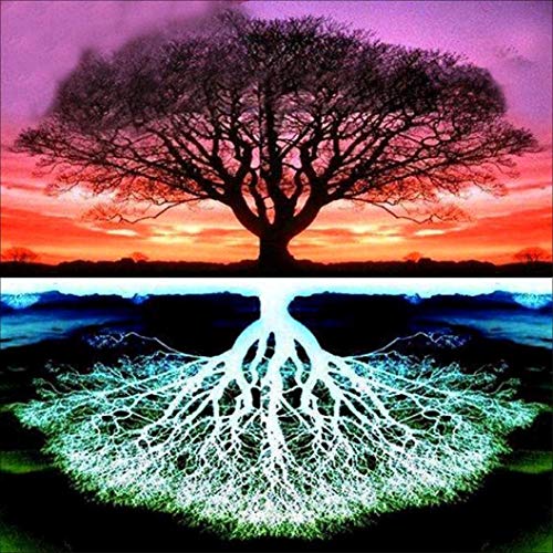 Clearance Full Drilled 5D Tree Diamond Painting Kits for Adults and Kids, DIY Life of Tree 5D Embroidery Paintings Rhinestone Diamond Painting Kits Pasted DIY Diamond Painting Cross (A)