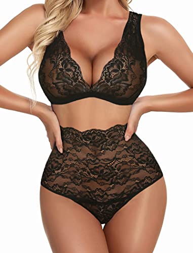 Avidlove Sexy Lingerie for Women High Waist Bra and Panty Set Strappy Babydoll Bodysuit