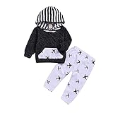 XiaoReddou Toddler Infant Baby Airplane Long Sleeve Hoodie Tops Sweatsuit Pants Outfit Set (Gray, White, 0-6months)