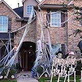 Halloween Spider Webs 1000 Halloween Cobwebs Haunted House Web Spider Webbing Decoration Indoor & Outdoor Night Light Decoration (1000 Webs)