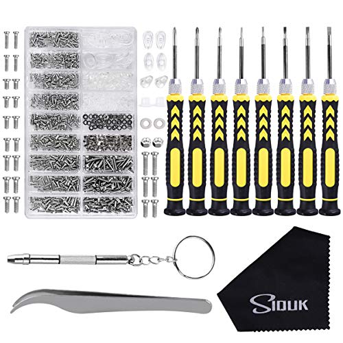 SIQUK Glasses Repair Eyeglass Repair Kit With 8 in 1 Magnetic Screwdriver and Nose Pads Screws Screwdriver Tweezers for Glasses, Eye Glass, Sunglass and Watch Repair