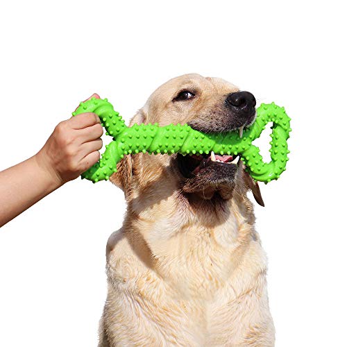 Hipat Dog Chew Toy for Aggressive Chewers, 13 Inch Large Solid Rubber Chew Toy with Soft Massaging Surface for Tooth Cleaning, Interactive Dog Tug Toy