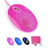 SOON GO Pink Mouse for Laptop Computer Mice with Crystal Bling Rhinestone Funny Personalized Gift for Kids and Teen Girl Birthday Kids Mouse fit for 6 7 8 9 10 Yr Old Girl