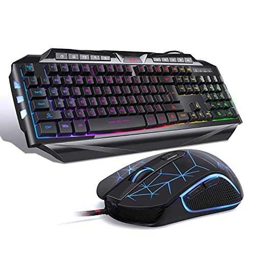 Gaming Keyboard and Mouse Combo,MageGee GK710 Wired Backlight Keyboard and Gaming Mouse Combo,PC Keyboard and Adjustable DPI Mouse for PC/Laptop/MAC â€¦