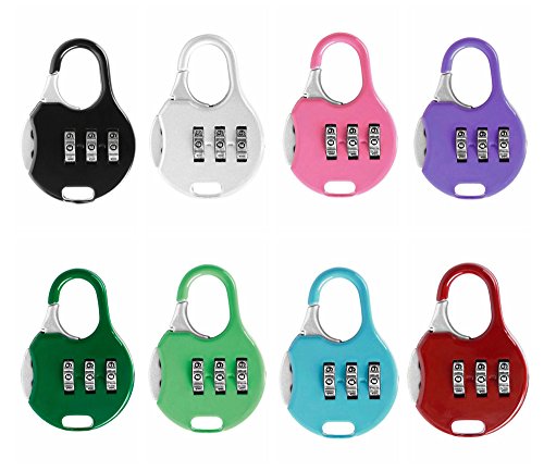 ZPLIUST 3 Digit Combinations Padlock The Safe Cipher Lock Resettable Code Lock , Color Locks (8 Pack)