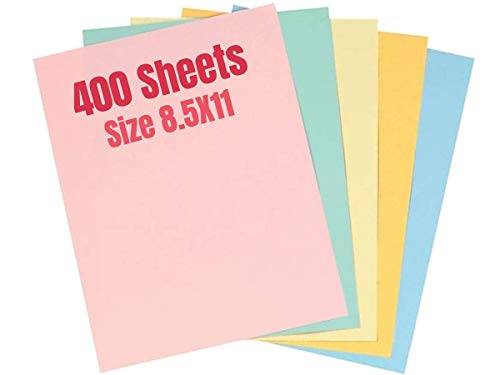 1InTheOffice Pastels Colored Copy Paper, Assorted, 8.5 x 11 inch Letter Size, 20lb Density, (400 Sheets)