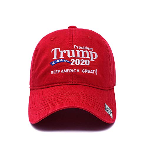 Trump 2020 Keep America Great Campaign Embroidered US Hat Baseball Cotton Cap (Cotton Red)