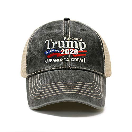 Trump 2020 Keep America Great Campaign Embroidered US Hat | Baseball Bucket Trucker Cap (Trucker Charcoal)