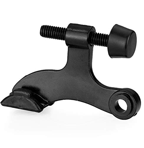 Ilyapa 12 Pack Hinge Pin Black Door Stops -Heavy Duty Adjustable Door Stopper 2-1/2" x 1-3/4â€,with Black Rubber Bumper Tips