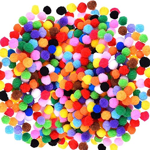 Book Cover Caydo 2400 Pieces 1cm Assorted Pompoms Multicolor Arts and Crafts Fuzzy Pom Poms Balls for Hobby Supplies
