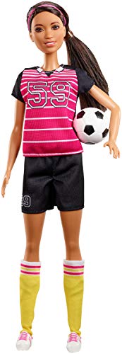 Book Cover Barbie Athlete Doll, Brunette, Wearing Uniform and Socks with Soccer Ball