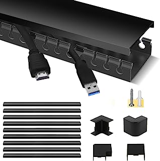 Cable Raceway Kit, Stageek Cable Management System Kit Open Slot Wiring Raceway Duct with Cover, On-Wall Cable Concealer Cord Organizer to Hide Wires Cords for TVs, Computers - 9x15.4inch, Black