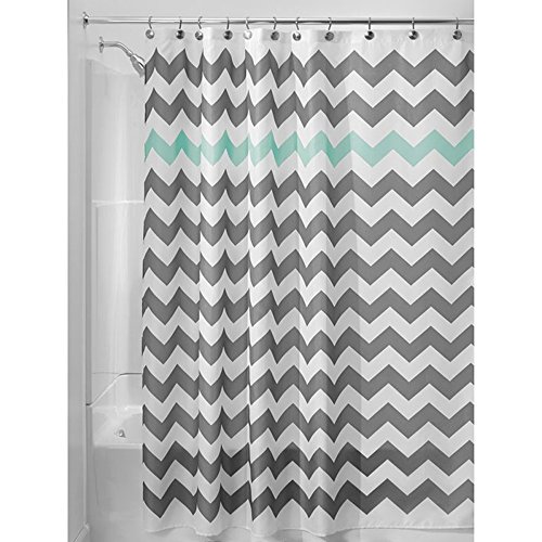 Book Cover Grey Fabric Shower Curtain Chevron Striped Bathroom Polyester Curtains Durable Waterproof Bath Sets Home Accessories Set, Water-Repellent 70.86x 70.86inches (Mint Green and Grey)