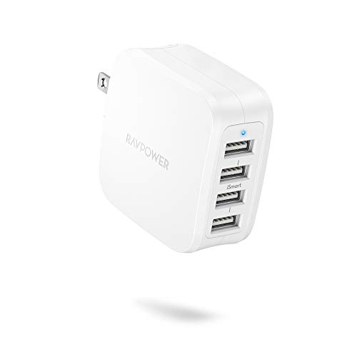 USB Wall Charger RAVPower 40W 8A 4-Port Multi-Port Travel Charger Charging Station, Compatible iPhone 11 Pro Max XS Max XR X, Ipad Pro Air Mini, Galaxy S9 S8 Note 8 Edge, Smartphone, Tablet and More