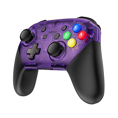 MASCARRY Replacement Shell Case for Switch Pro Controller, Super Switch DIY Transparent Faceplate and Backplate Case with Replacement Buttons for Switch Pro Controller (Atomic Purple)