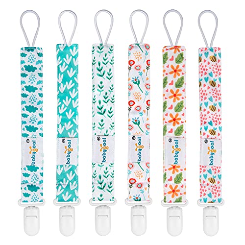 Book Cover Babygoal Pacifier Clips for Girls, 6 Pack Pacifier Holder Fits Most Pacifier Styles &Teething Toys and Pacifier Clips for Boys and Girls 6PS13