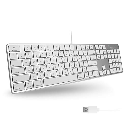 Book Cover Macally Ultra-Slim USB Wired Keyboard with Number Keypad for Apple Mac Pro, MacBook Pro/Air, iMac, Mac Mini, Laptop Computers, Windows Desktop PC Laptops, Silver (SLIMKEYPROA)